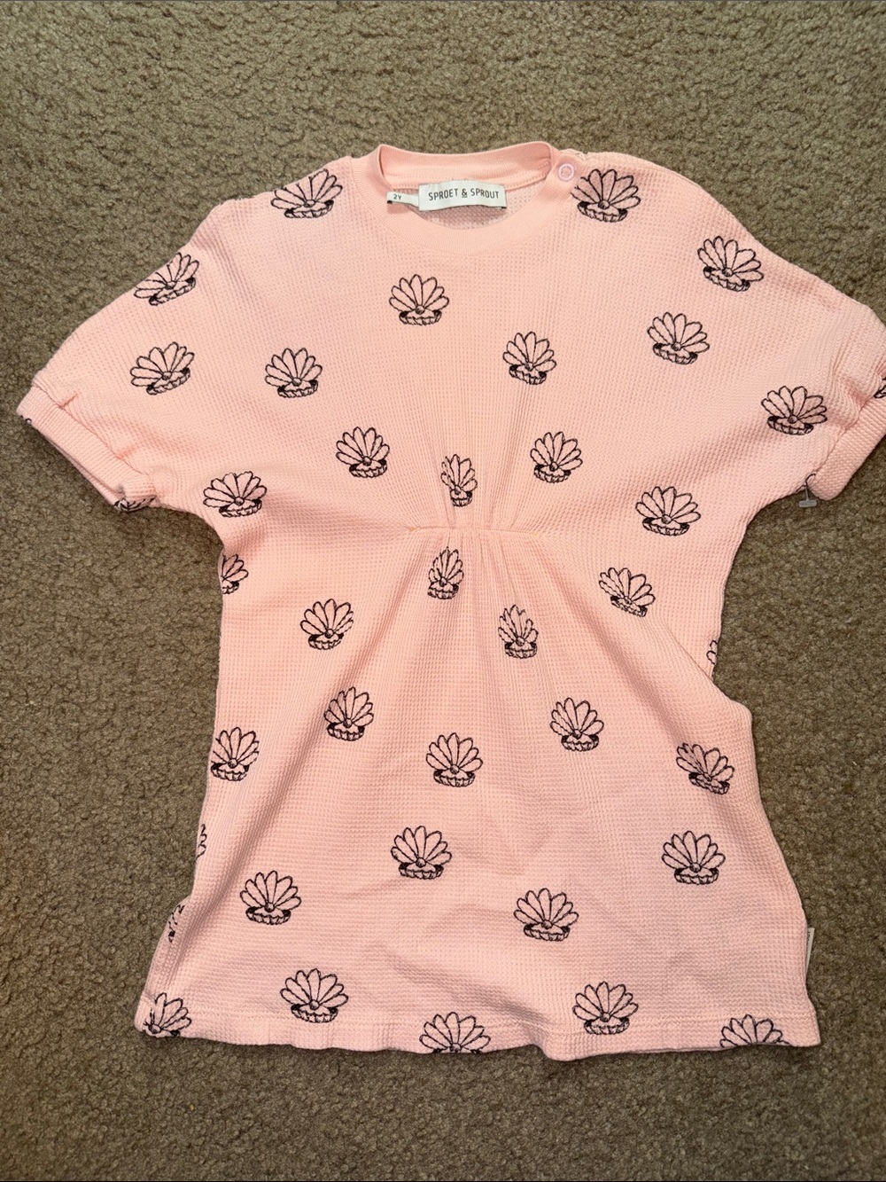 Pink Shell-Print Waffle Dress by Sproet & Sprout
